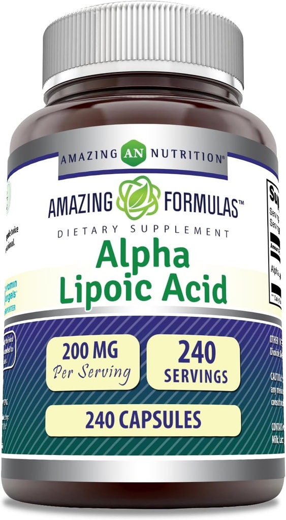 Amazing Formulas Alpha Lipoic Acid | 200 Mg Supplement | Capsules | Non-GMO | Gluten-Free | Made in USA (1 Pack, 240 Count)