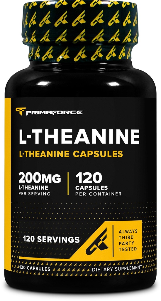 Primaforce L-Theanine Capsules (120 Capsules, 200 mg L-Theanine Per Service) - Theanine Amino Asit Supplement