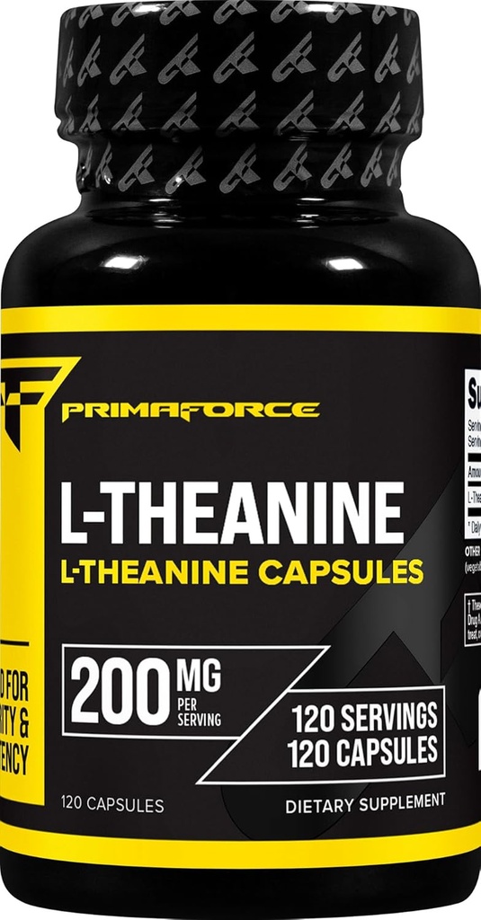 Primaforce L-Theanine Capsules (120 Capsules, 200 mg L-Theanine Per Service) - Theanine Amino Asit Supplement