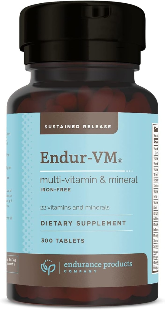 ENDUR- VM Multi Vitamin Contains 23 Vitamin ve Mineraller, Demir olmadan, Sustained Bülteni, 300 Tabs