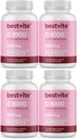BESTVITE Vitamin C 1000 mg (480 Vegetarian Capsules) (120 x 4) Citrus Bioflavinoids - No Stearates - Vegan - Non GMO - Gluten Free
