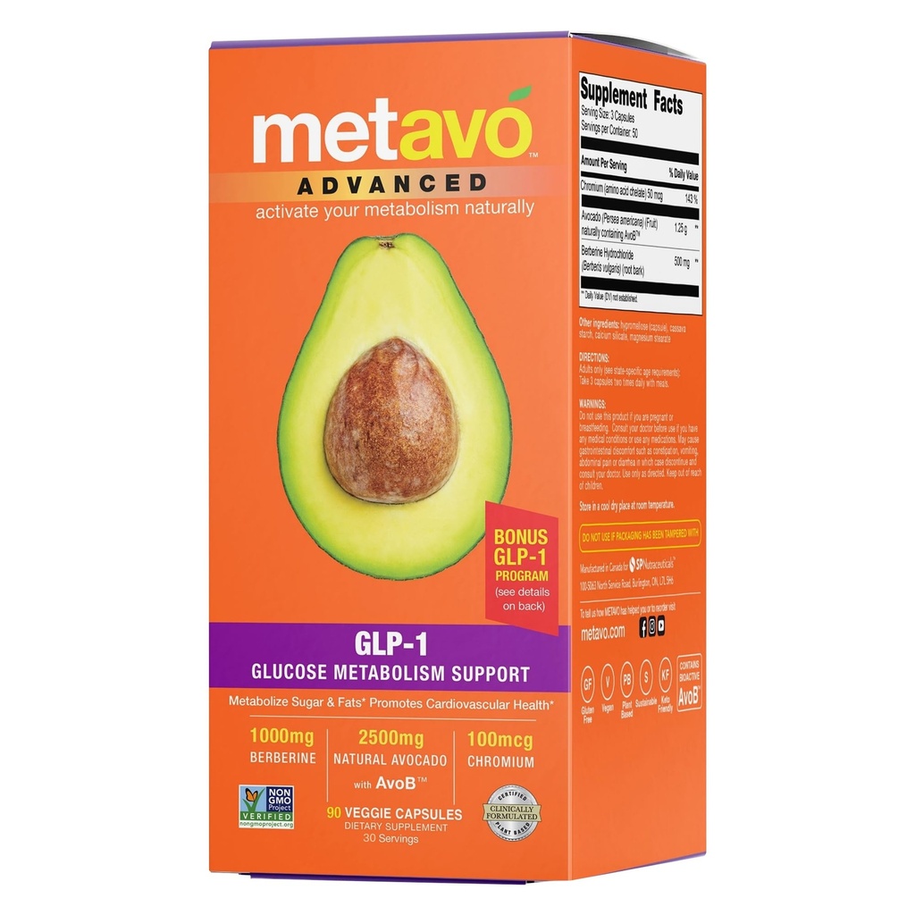 Metavo Advanced GLP-1 Metabolism Desteği – Boost Metabolism, Yönet Glucose Spikes & Advanced Energy – 90 Easy to Swallow Capsules