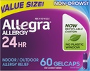 Allegra Yetişkin 24 Saat Antivirüs Relief Gelcaps, Non-Drowsy Kapalı ve Açık Alerji ilacı, 180 mg Fexofenadine HCI Antihistamine Pill, 60-Count