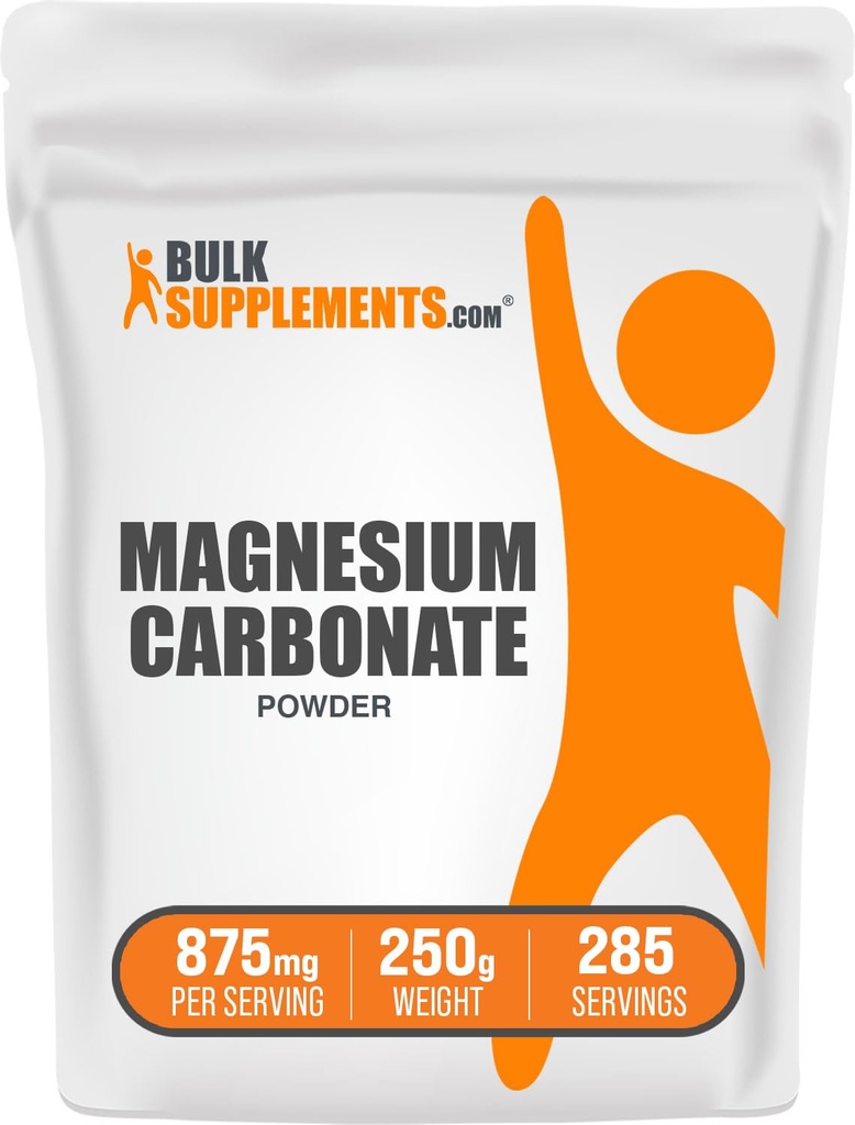 BulkSupplements.com Ανθρακική σκόνη μαγνησίου - Συμπλήρωμα ανθρακικού μαγνησίου, βαθμός τροφίμων ανθρακικού μαγνησίου - Χωρίς γλουτένη, 875mg ανά υπηρεσία, 250g (8.8 oz) (πακέτο του 1)
