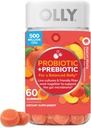 OLLY Probiyotik + Prebiyotik Gummy, Digestive Support and Gut Health, 500 Milyon CFUs, Fiber, Yetişkin Chewable Supplement for Men and Women, Peach, 60 Day Supply - 60 Count