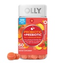 OLLY Probiyotik + Prebiyotik Gummy, Digestive Support and Gut Health, 500 Milyon CFUs, Fiber, Yetişkin Chewable Supplement for Men and Women, Peach, 60 Day Supply - 60 Count