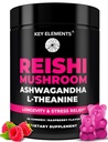 Doğal Reishi Mushroom Gummies & L Theanine with Ashwagandha - Potent Mushroom Supplements for Immune Support, Stress Relief & improve Sleep Gummies - Ashwagandha Gummies for Women & Men