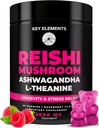 Natural Reishi Mushroom Gummies & L Theanine with Ashwagandha - Potent Mushroom Συμπληρώματα για την υποστήριξη του ανοσοποιητικού, την ανακούφιση από το άγχος και τη βελτίωση των Gummies ύπνου - Ashwagandha Gummies για γυναίκες και άνδρες