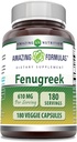 Amazing Formulas Fenugreek Tohum 610 Mg 180 Veggie Capsules Supplement | Non-GMO | Gluten Free | Made in USA | Uygun for Vegetarians
