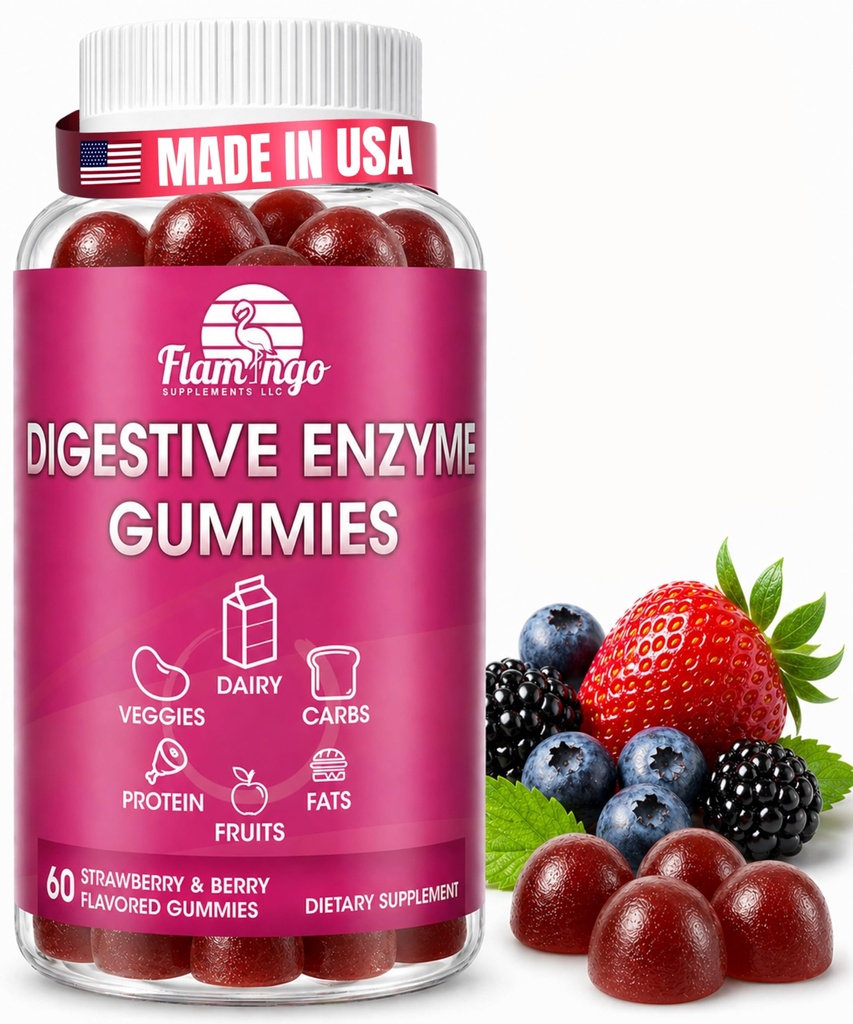 Digestive Enzymes Chewable Gummies: Βοηθά τη δυσανεξία τροφίμων, Debloat, και να Digest Dairy, Carbs, Veggies, Protein, Φρούτα -Amylase Protease Lipase Lactase - Φυσικά Γεύση Vegan Gummies. Αριθμός 60