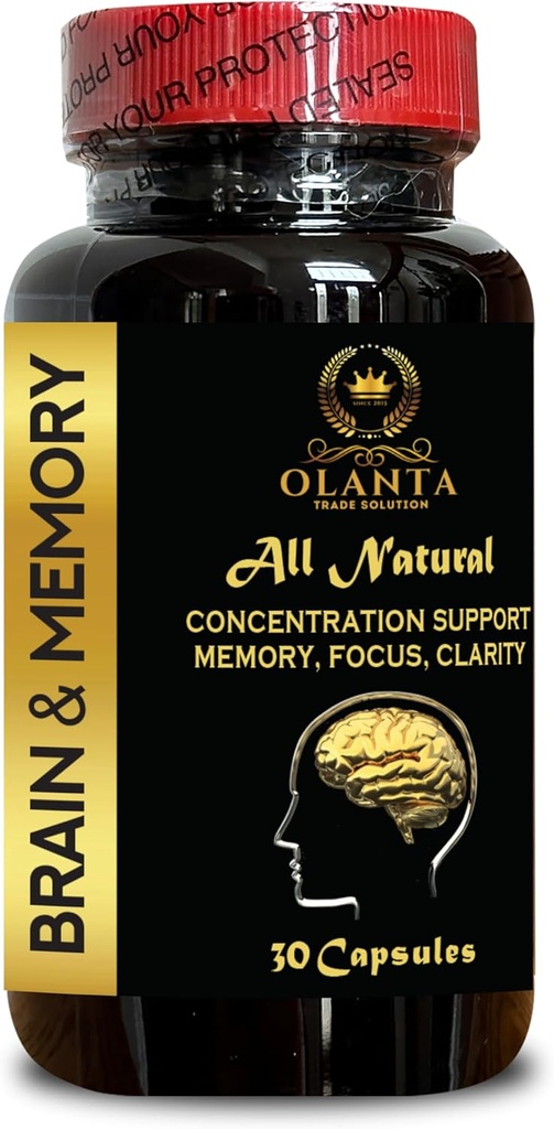 Beyin Bellek Desteği - Bilişsel Fonksiyonlar, Beyin Takdiri Focus, Memory, Clarity, Energy, Concentration for mental Clarity, Cognitive Developmentment - 1 Şişe 30 Capsules