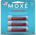 MOXE Nausea Nasal Inhaler Sticks, All Natural Essential Oil Assembly, Ginger, Cardamom, Peppermint, Sweet Orange, Upset Stomach, Headaches, Easy-to-Use Portable Aromatherapy, Made in USA, 3 Pack