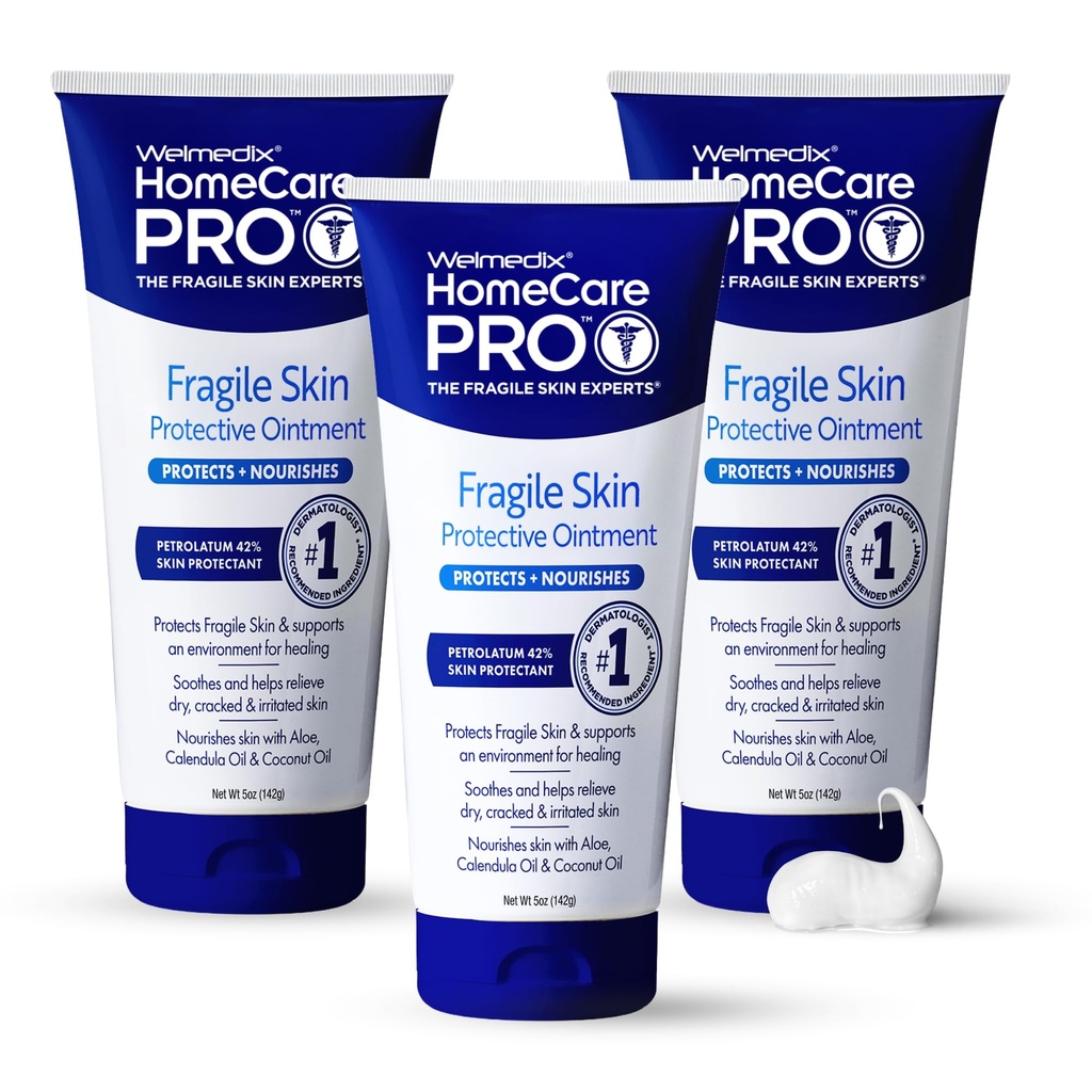 Welmedix Fragile Skin Koruyucu Ointment | Hastane Grade Healing Ointment, Barrier Cream & Skin Protectionant w/Calendula for Treatment of Eczema, Psoriasis, Dermatitis, Bed Sores, Chafing (Pack of 3)