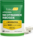 NAD Supplement - Liposomal Nicotinamid Riboside 900 mg, Resveratrol, Quercetin - Enerji için Yüksek Saf NAD Supplement, Destek Hücreleri Sağlığı, Stamina & Sağlıklı Ağlama - Ultra Güçlü 80 Capsules