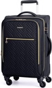 BAGSMART Bagaj 20 inç,Softside Spinner Wheels ile genişletilebilir, Bagaj 22x14x9 Airline Kadın Erkek için Hafif Ceketleri Onayladı, Compact-On (Black)