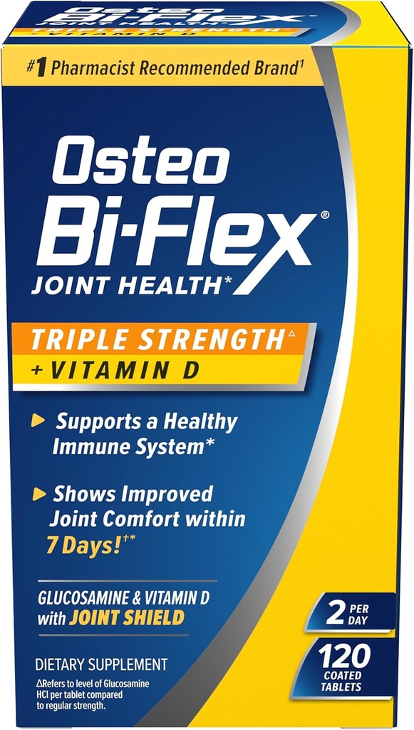 Osteo Bi-Flex Triple Strength with Vitamin D Glucosamine Chondroitin Ortak Sağlık Supplement, Kaplamalar, Red, 120 Kont