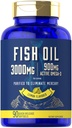 Carlyle Fish Oil 3000 mg | 900 mg Omega 3 | 90 Softgels | Lemon Flavor | Non-GMO ve Gluten Free Supplement