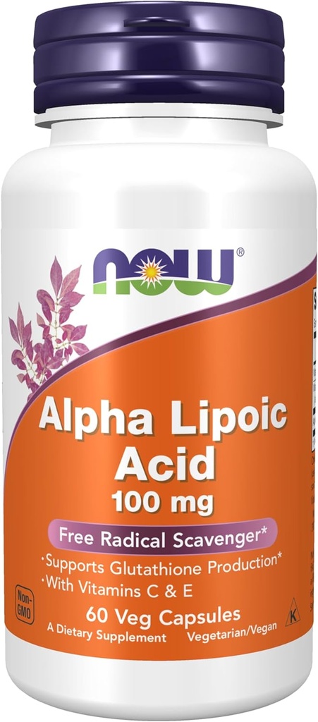 Şimdi Gıdalar Tamamlıyor, Alfa Lipoic Acid 100 mg Vitamins C & E, Free Radikal Scavenger*, 60 Veg Capsules
