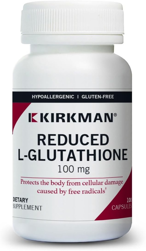 Kirkman L-Glutathione 100 mg - Hipoallerjen | 100 Vegetarian Capsules | Antioksidan