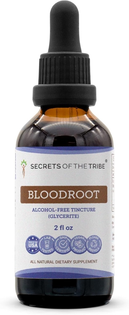 Tribe Bloodroot Tincture Alkol-Free Extract'ın Sırları, Sorumluluksız Kanroot (Sanguinaria Canadensis) kuru Kök Tincture (2 FL OZ)