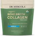 Dr. Mercola Organic Bone Broth Collagen Toz - Bone Health & Muscle Growth - USDA Organic, Non-GMO, Gluten-Free & Dairy-Free - 30 Hizmet - Vanilla Flavor