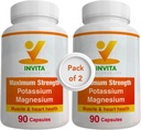 Invita Pyum Magnezyum Supplement (180 Capsules) Yüksek Abhidrasyon Pplastik Magnezyum Kompleksi Aspartate & Chloride - Supports Cardiovascular, Kass & Nerve Health - Non GMO & Gluten Free
