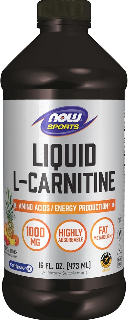 Şimdi Spor Beslenme, L-Carnitine Sıvı 1000 mg, Yüksek derecede Absorbable, Punch Tropikal, 16-Ounce