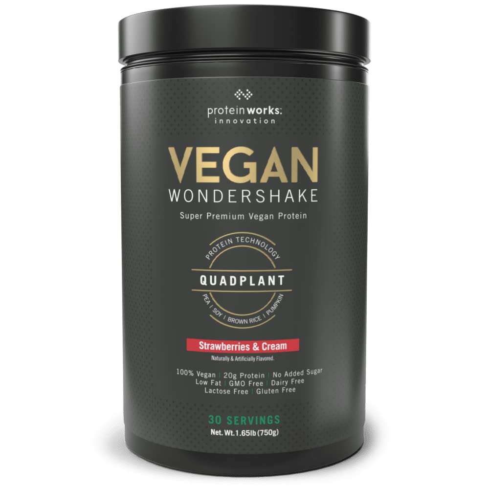 Protein Çalışmaları - Vegan Wondershake | Vegan Protein Shake | Super Smooth, Amazing Taste | 30 Servisler | Strawberries & Cream