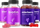 NutraChamps Biotin Gummies (2 Pack) and Elderberry Gummies (2 Pack) 4 Pack Bundle