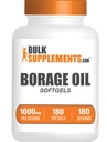 BulkSupplements.com Borage Oil Softgels - Gamma Linolenic Acid Supplements, Borage Oil 1000mg - Χωρίς γλουτένη, 1 Softgel per Serving, 180 Count (Pack of 1)
