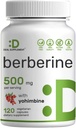Συμπλήρωμα βερβερίνης με Yohimbine, 500mg ανά υπηρεσία, 120 κάψουλες Veggie – Εκχυλίσματα Root & Bark – Υδροχλωρική HCl υψηλής απορρόφησης – Μη ΓΤΟ, Vegan