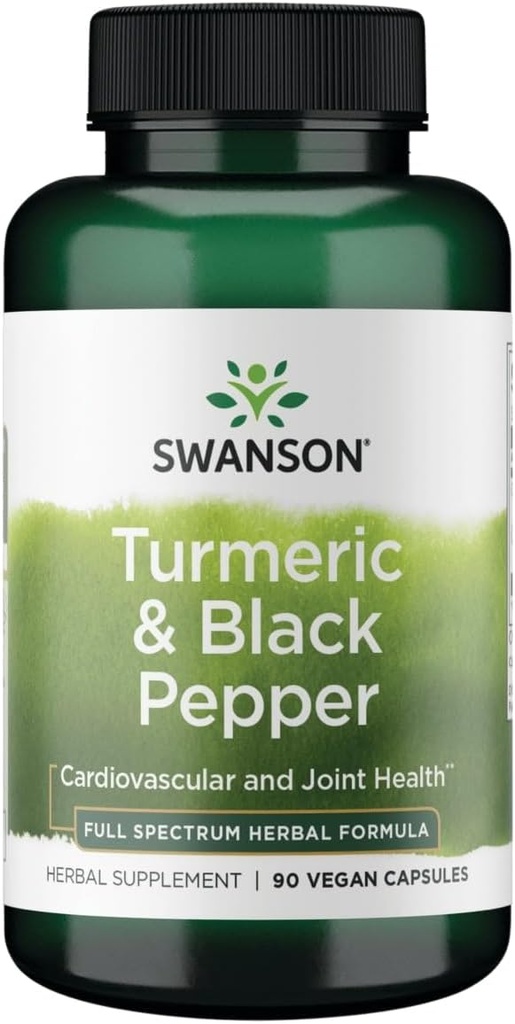 Swanson Premium- Turmeric '&' Black Pepper - Αντιοξειδωτικό, Digestion '&' Κοινή Υποστήριξη - 90 Veg Caps