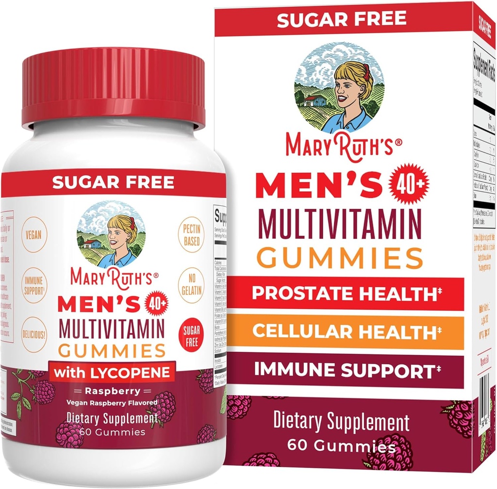 MaryRuth Organics Multivitamin for Men 40+ | Sugar Free | Vegan Mens Vitaminleri | Immune Support Daily Men's Multivitamin | Gummy Vitamins for Men | 60 Count Count Count