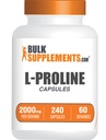 BulkSupplies.com L-Proline Κάψουλες - Amino Acid Supplement, L-Proline 2000mg, Proline Συμπληρώματα - Χωρίς γλουτένη, 4 κάψουλες ανά υπηρεσία, 240 Count (Pack of 1)