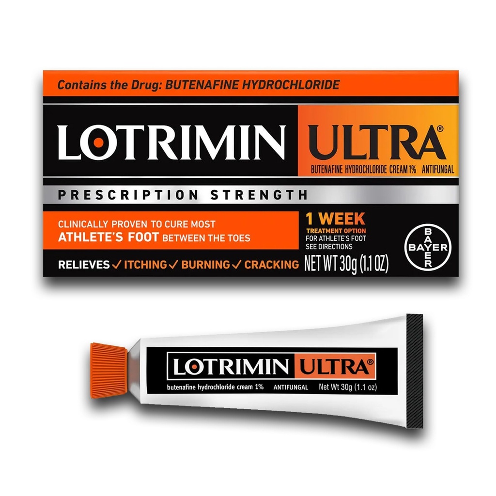 Lotrimin Ultra 1 Week Athlete's Foot Treatment, Prescription Strength Butenafines% 1, Cures Most Athlete's Foot Between Toes, Cream, 1.1 Oz Oz