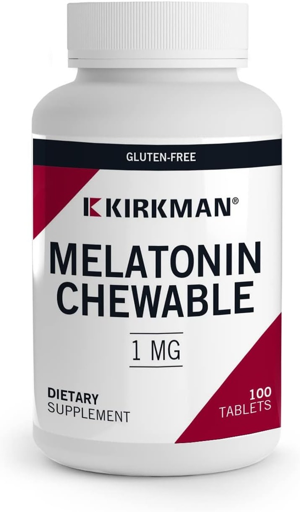 Kirkman - Melatonin 1 mg Chewable Tablets - 100 Tablets - Promotes Sleep - Refreshing Mint Flavor - Hypoallergenic