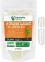 XPRS Nutra Boyutu 1 Boş Vegan Capsules - 100 Kont Clear Veggie Capsules for Most Essential Oils - Boş Sebze Pilleri - DIY Oil