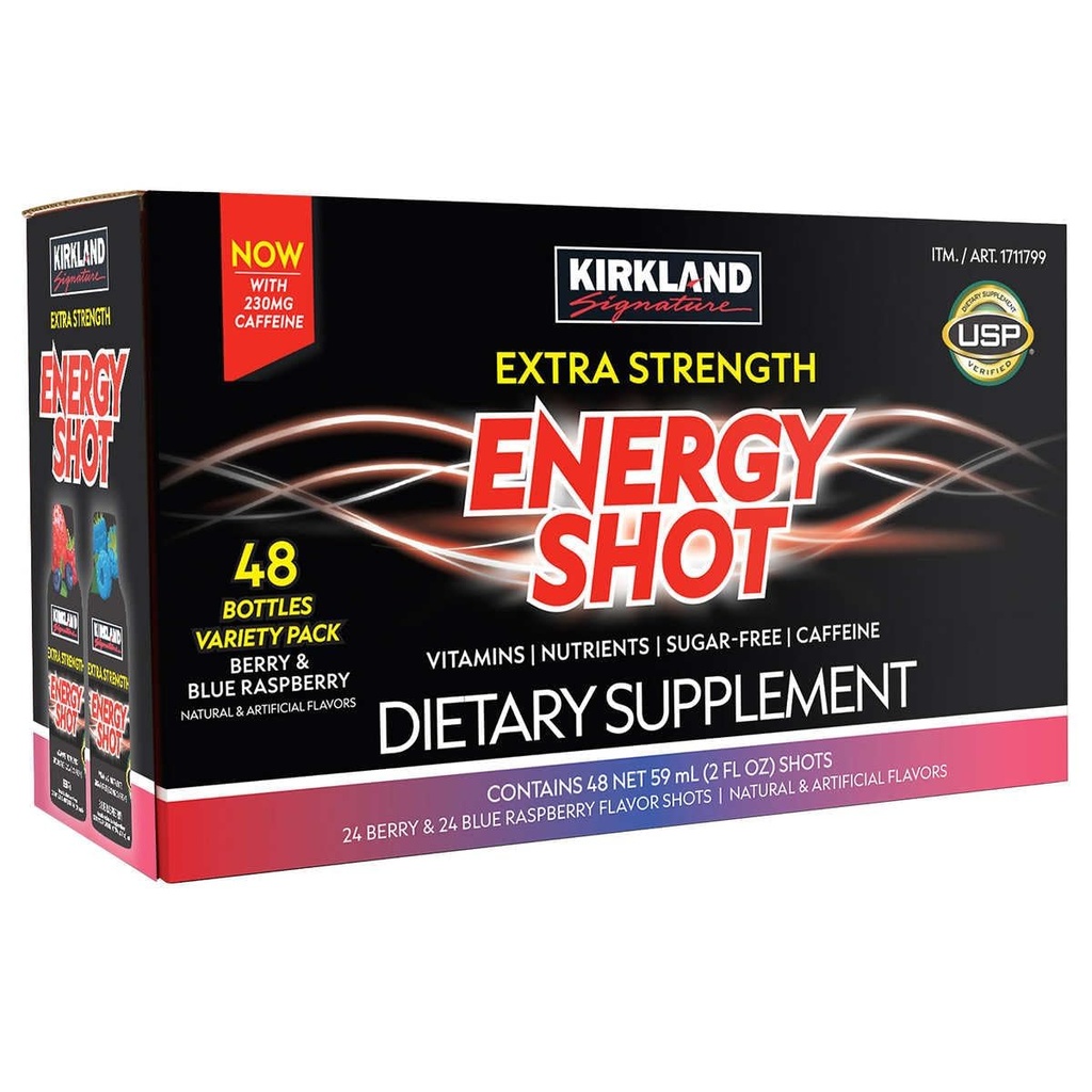 Kirkland Ekstra Güçlü Enerji Shot Çeşitli, 2 Ounce Şişe (48 Kont)