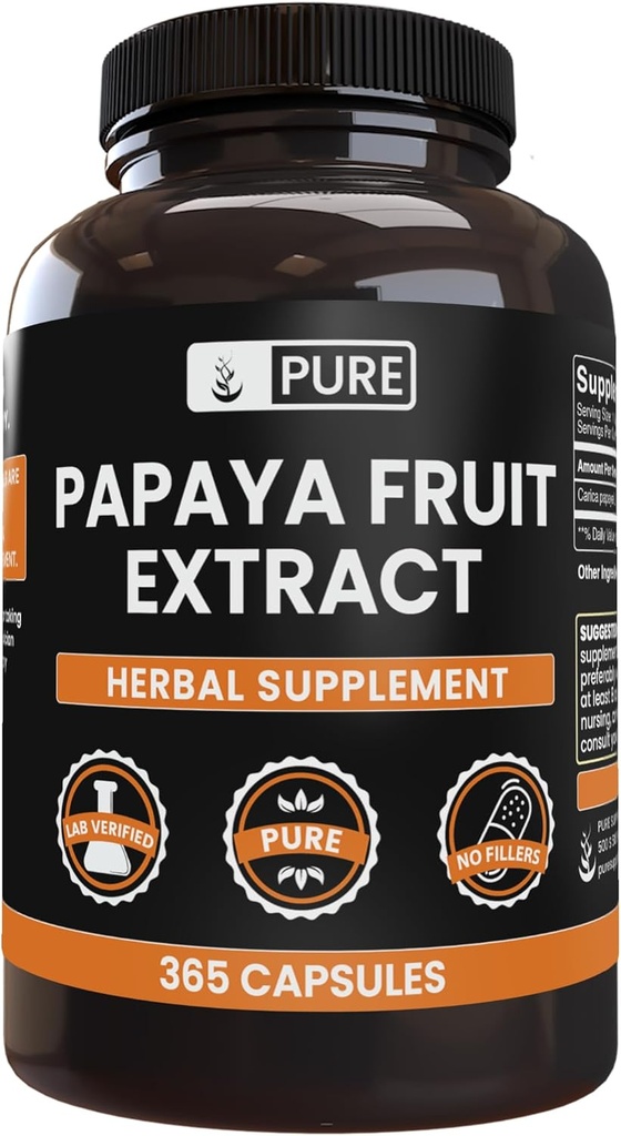 PURE ORIGINAL INGREDIENTS Papaya Extract (365 κάψουλες) Όχι Μαγνήσιο ή Ρύζι Fillers, Πάντα καθαρό, Εργαστήριο Επαληθευμένο