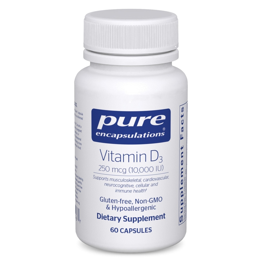 Saf Encapsulations D3 250 mcg (10.000 IU) - Bone, Ortak, Kadın, Kalp, Kolon ve Immune Health - Premium Vitamin D - 60 Capsules ile