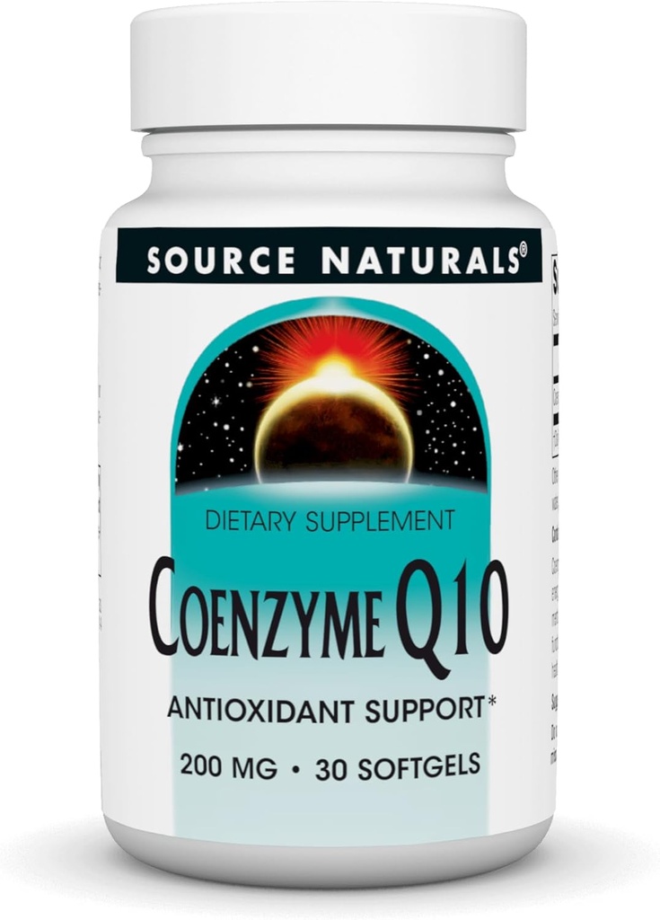 Source Naturals Συνένζυμο Q10 Αντιοξειδωτική υποστήριξη 200 mg για την καρδιά, τον εγκέφαλο, την ανοσία, και την υποστήριξη ήπατος - 30 Softgels