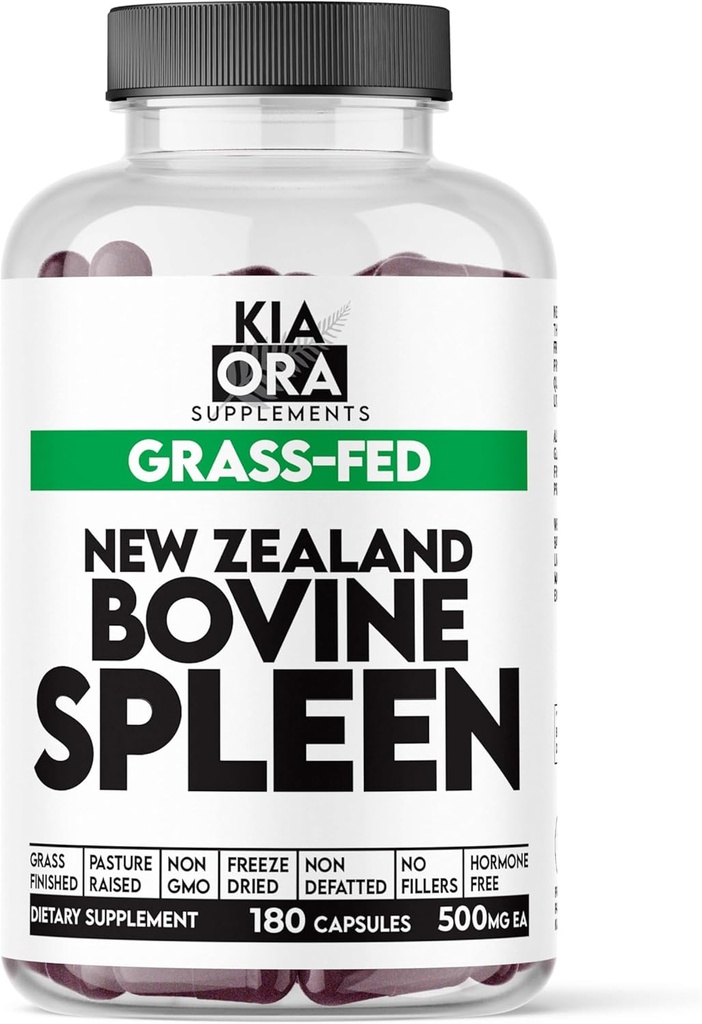 Grass Fed Bovine Spleen Supplement | Freeze-Dried, Desiccated Spleen Glandular – Destekler Immune Function & Blood Health – Ancestral Organ Capsules – 180ct