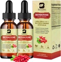 2Pack Berberine Supplement - Βερβερίνες Υγρές σταγόνες με Κεϋλάνη Κανέλα, Κουρκουμάς, Πικρό Μελόνι, Μήλο Γάλατος, Βερβερίνη HCL συμπλήρωμα ενεργοποιεί AMPK & GLP-1 για την υποστήριξη συστήματος πέψης