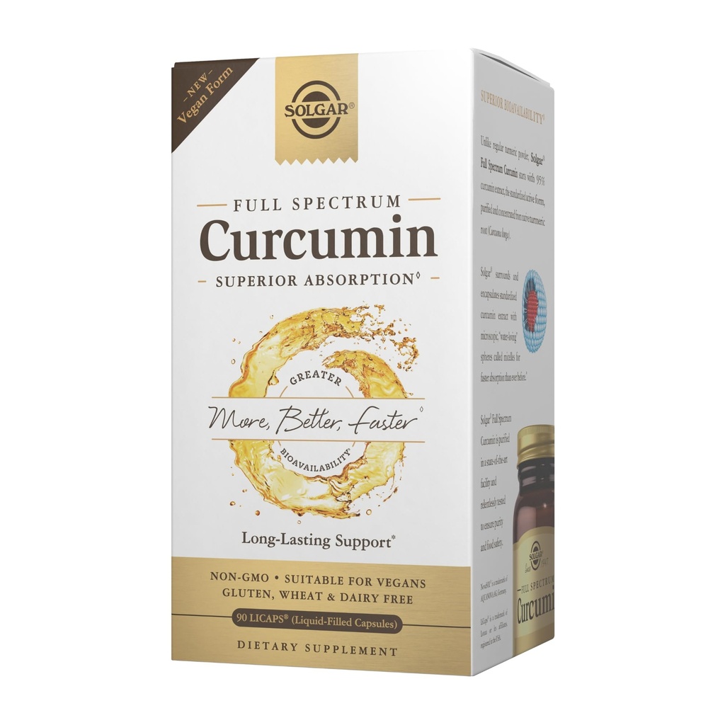Solgar Full Spectrum Curcumin - 90 LiCaps - Üstün Abhidrasyon - Beyin, Ortak ve Immune Health - Non-GMO, Vegan, Gluten Free, Dairy Free - 90 Hizmetler
