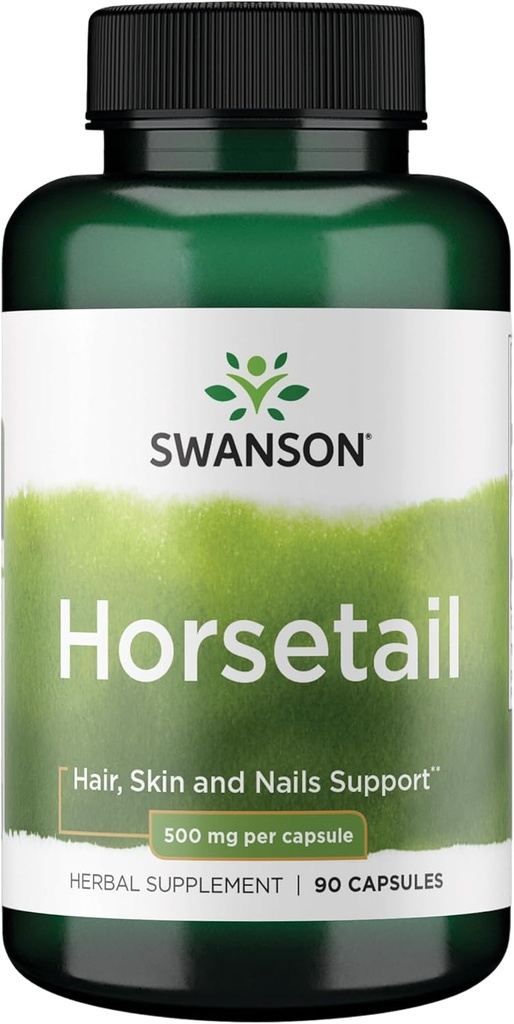 Swanson Horsetail - Herbal Supplement Sağlıklı Saç, Skin & Nails - Kemik Sağlığı ve Urinary Tract Desteği için Doğal Malzemeler - (90 Capsules, 500 mg Her)