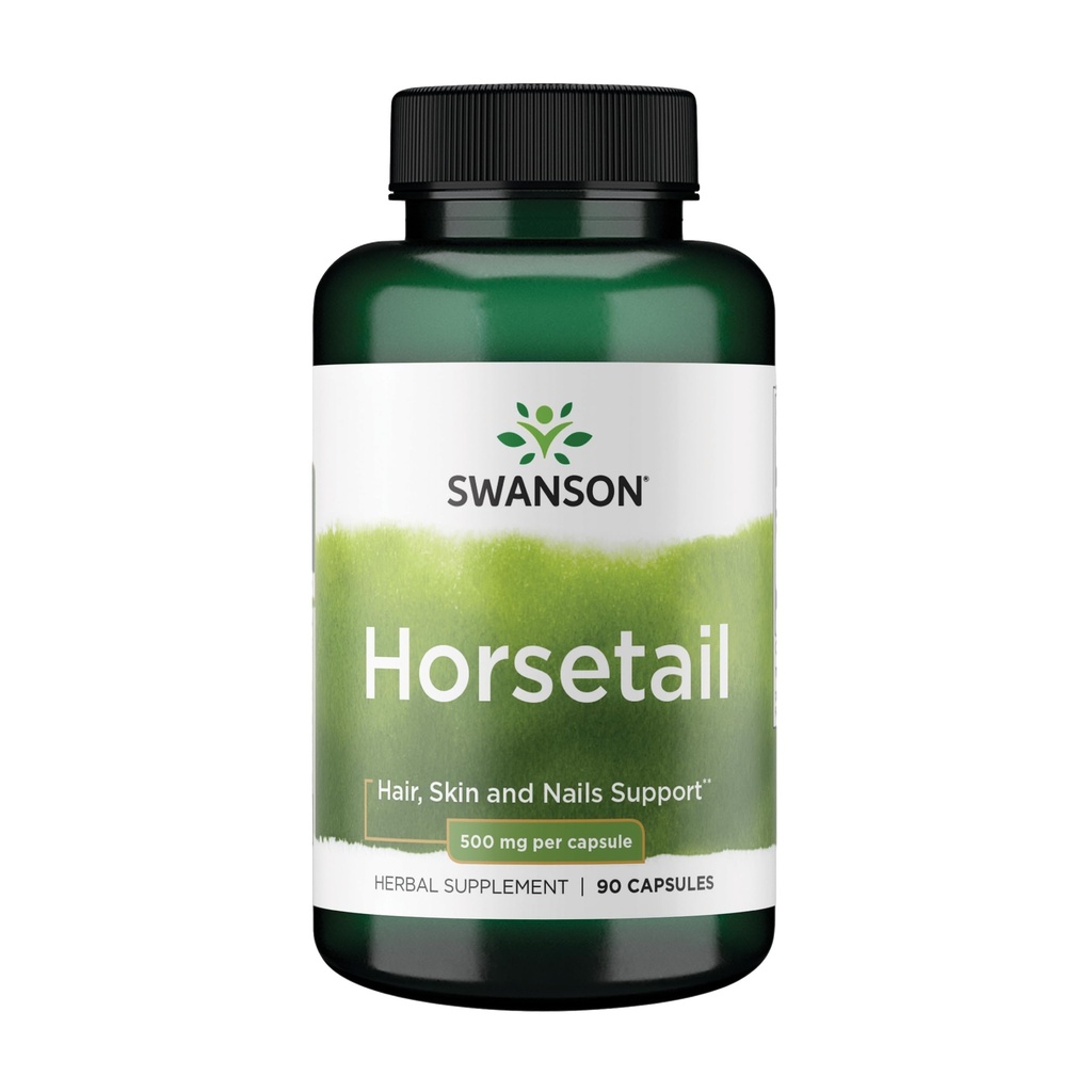 Swanson Horsetail - Herbal Supplement Sağlıklı Saç, Skin & Nails - Kemik Sağlığı ve Urinary Tract Desteği için Doğal Malzemeler - (90 Capsules, 500 mg Her)
