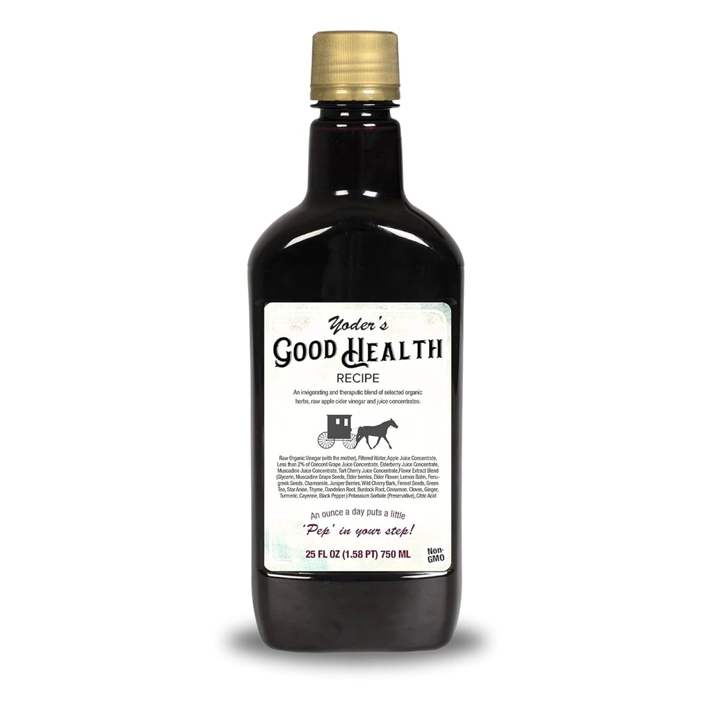 Yoder's Good Health Recipe Apple Cider Vinegar Liquid Complex, 25 oz, Amish Harvest Herbal Tonic with Elderberry Juice, Organic Wildcrafted Herbs, Raw Detoxing Antioksis