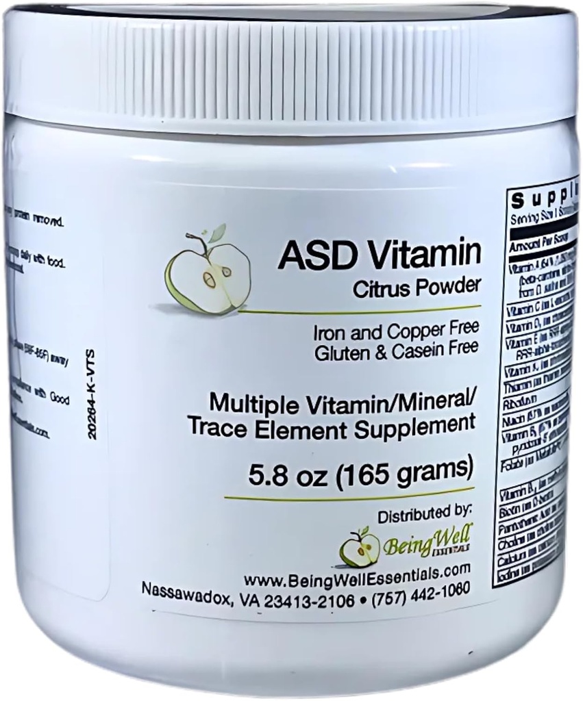 ASD Vitamin Toz - Citrus Flavor - Autism Spectrum Bozuklu Çocuklar için Multi Vitamin/mineral/trae Element Supplement- 5.8 oz