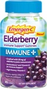 Emergen-C Immune+ Elderberry Gummies, 750 mg C Vitamin D, çinko ve Electrolytes, Immune Support Diyetary Supplement, Caffeine Free, Gluten Free, Elder Flavor - 45 Count