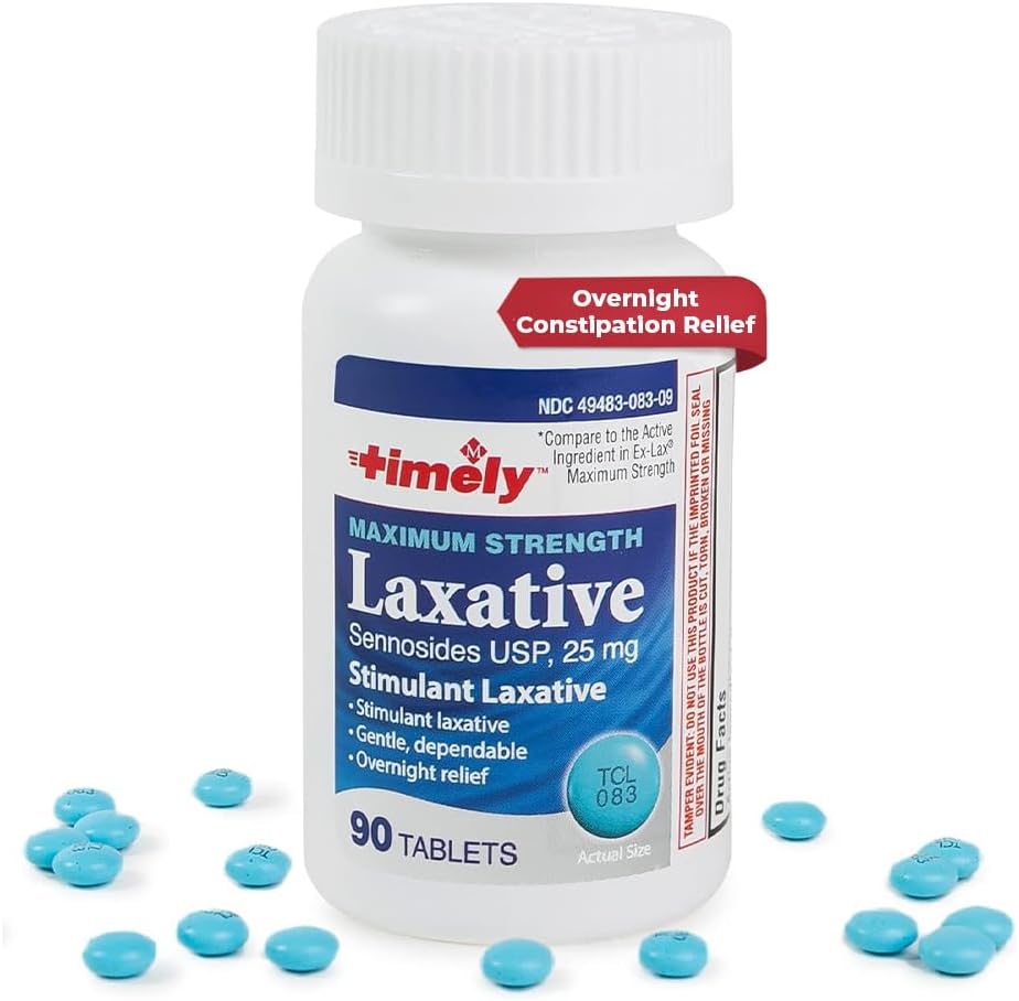 TIME-CAP LABS, INC. Zamanlı - Max Laxatives - 90 Maksimum Güçlü Tabletler - 25 mg Sennosides Laxative - Occasional Constipation Relief, Best Laxatives for Constipation Fast Acting